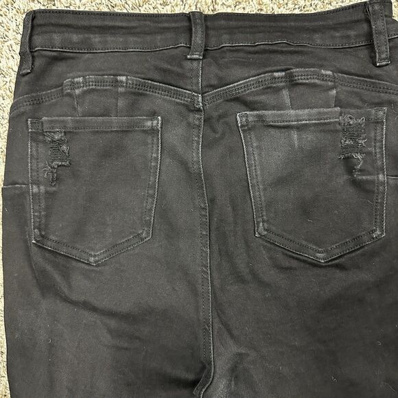 Wax Jean Women’s Size 14 Butt I Love You Stretch Distressed Black Stretch Skinny - Picture 5 of 11